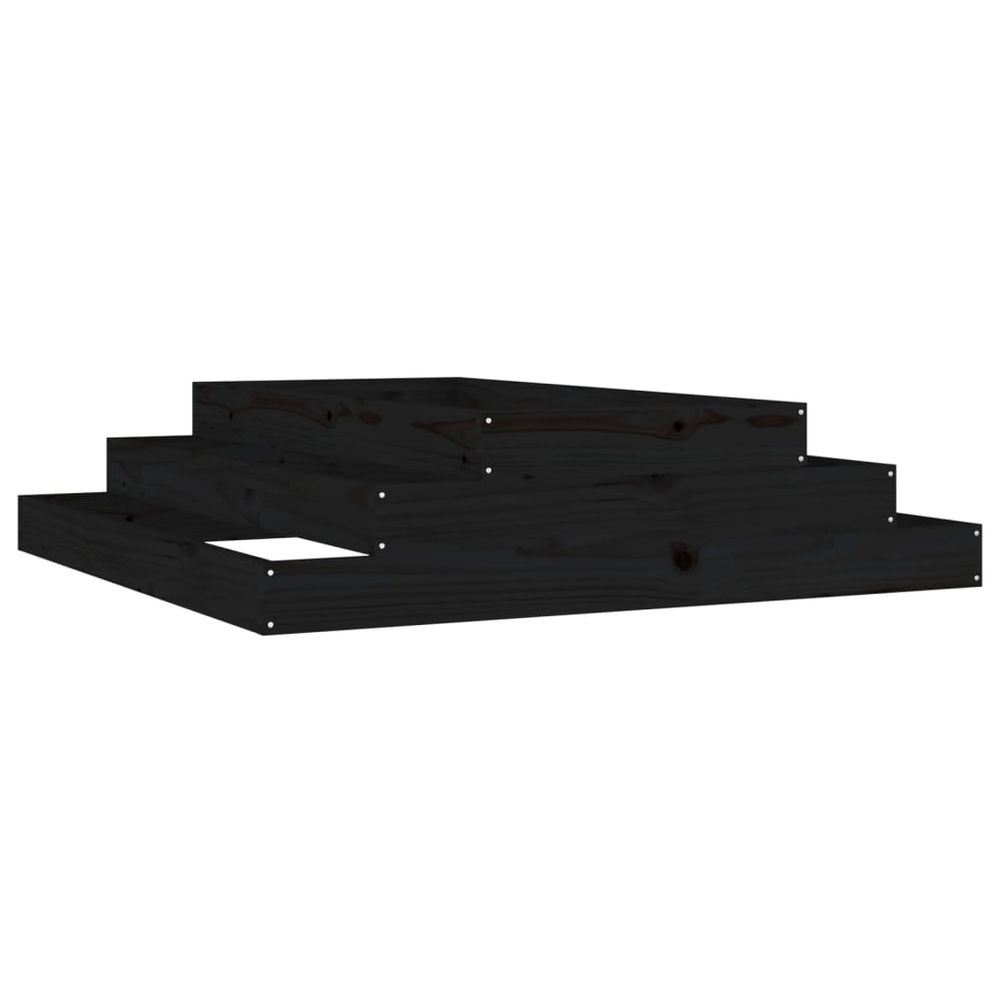 Jardinière noir 110x110x27 cm bois massif de pin