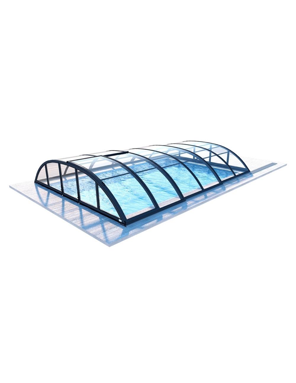 Abri de piscine horizon pour les modèles 6,20x3 m - bas87, bas787 - polycarbonate massif 3 mm - couleur ral7016 graphite