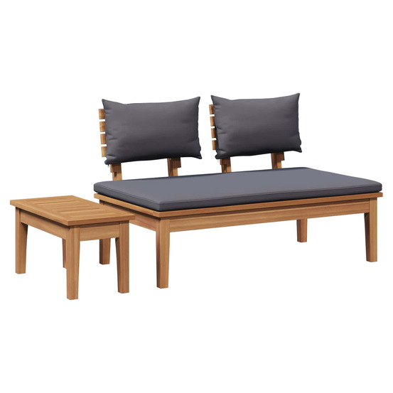 Banc de jardin 2 pcs gris et marron bois de teck massif
