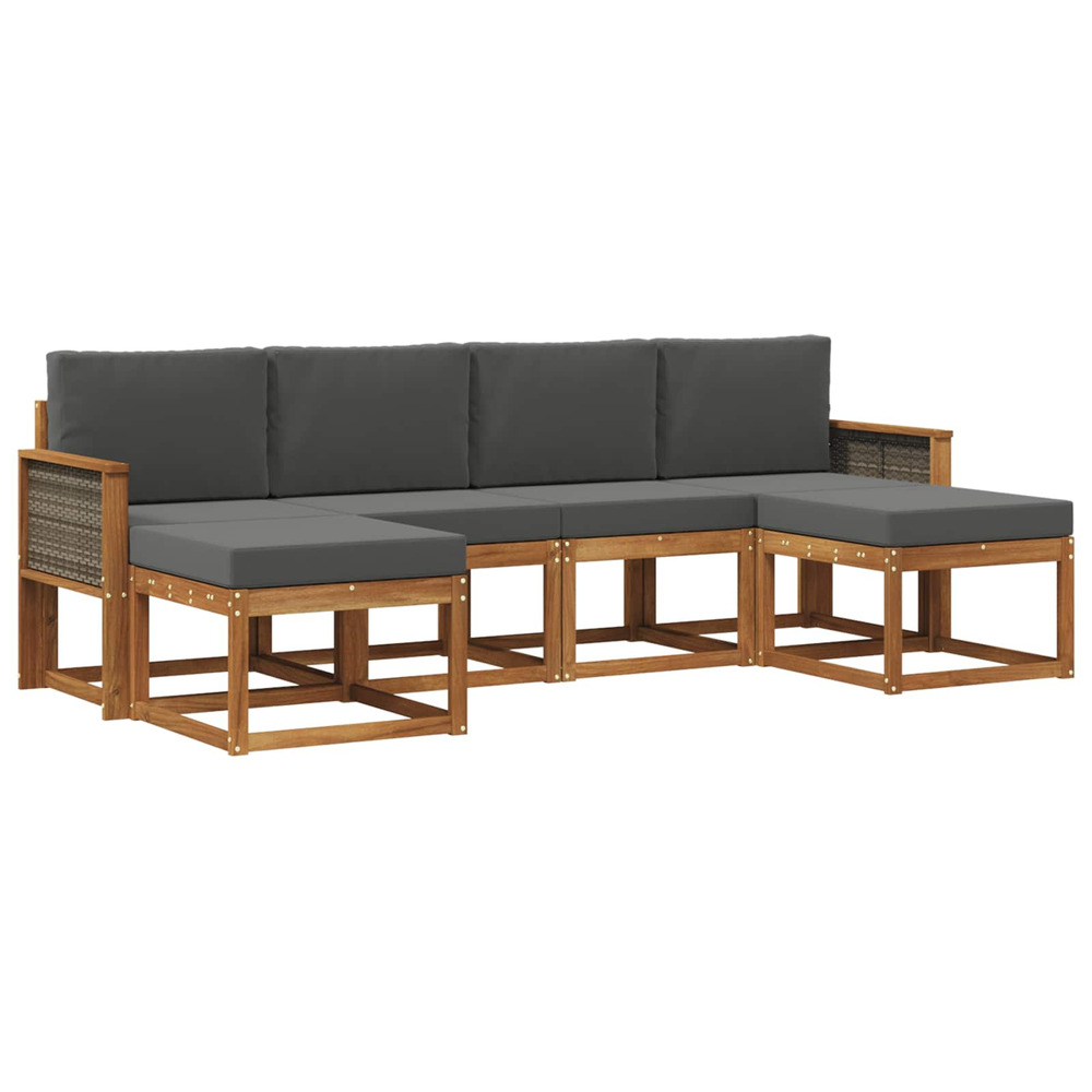 Ensemble de canapés d'extérieur 6 pcs naturel et anthracite