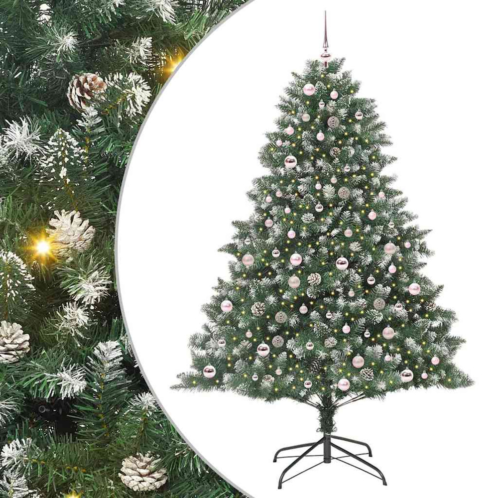Sapin de noël artificiel vert 210 cm pvc, plastique et acier