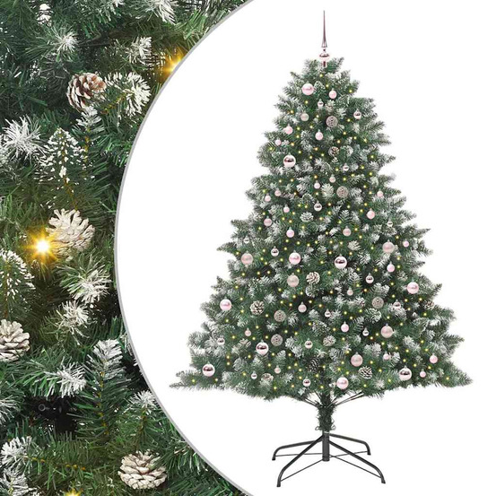 Sapin de noël artificiel vert 210 cm pvc, plastique et acier
