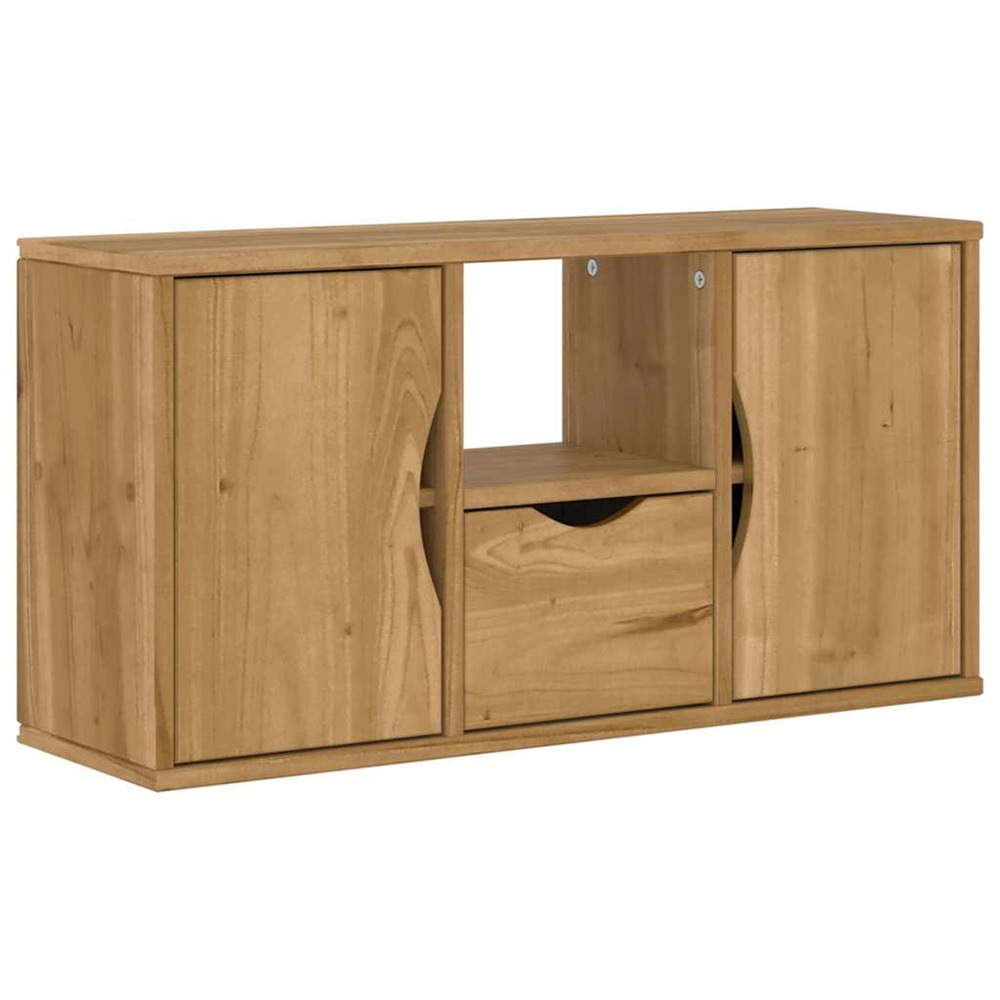 Meuble tv avec tiroir odda 79x24x40 cm bois massif pin