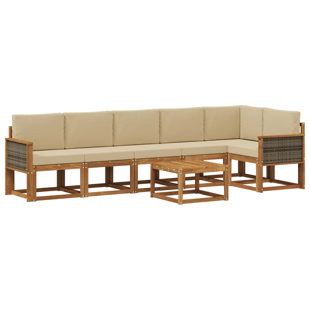 Ensemble de canapés d'extérieur 7 pcs naturel et beige