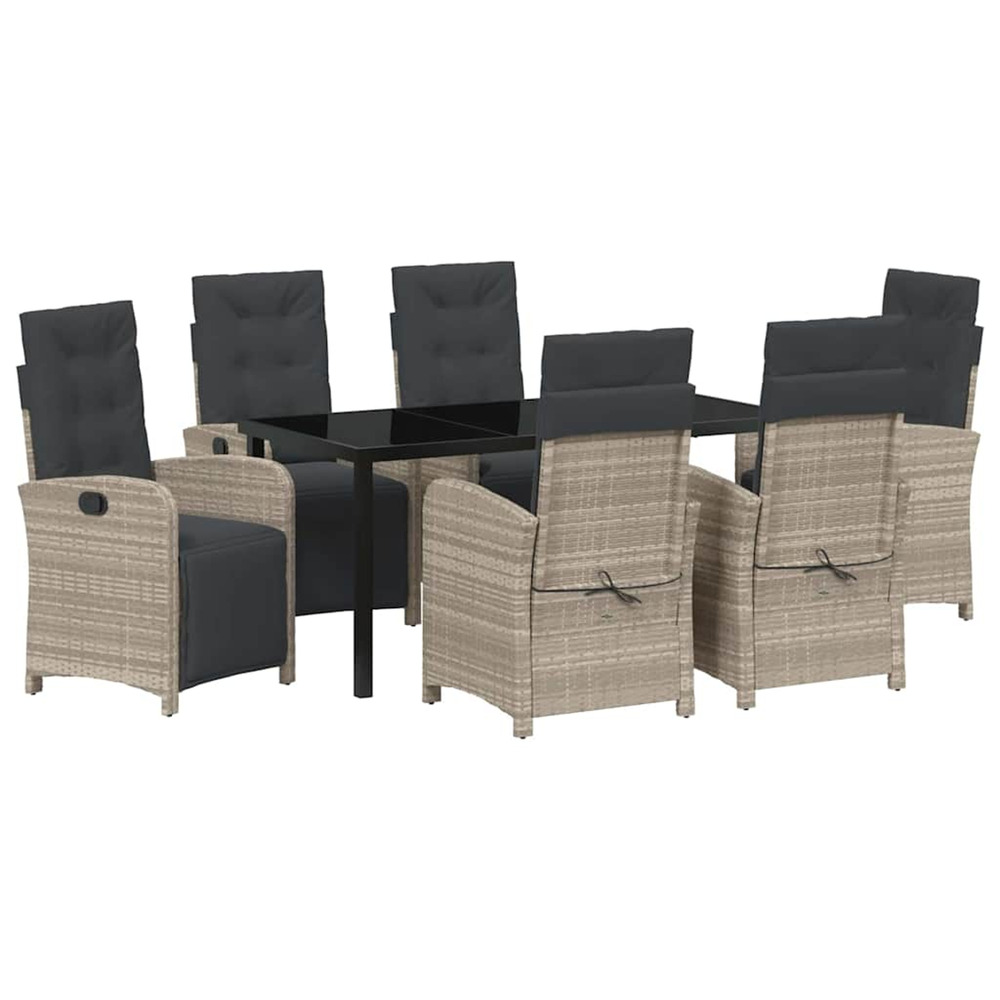 Ensemble de salle à manger pour jardin 7 pcs gris clair