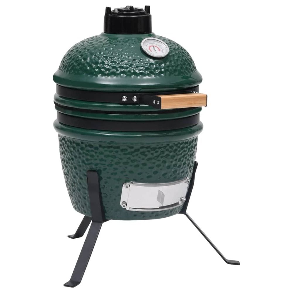 Barbecue à fumoir kamado 2-en-1 céramique 56 cm vert