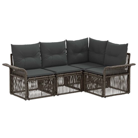 Ensemble de canapé de jardin 4 pc gris polyrotin