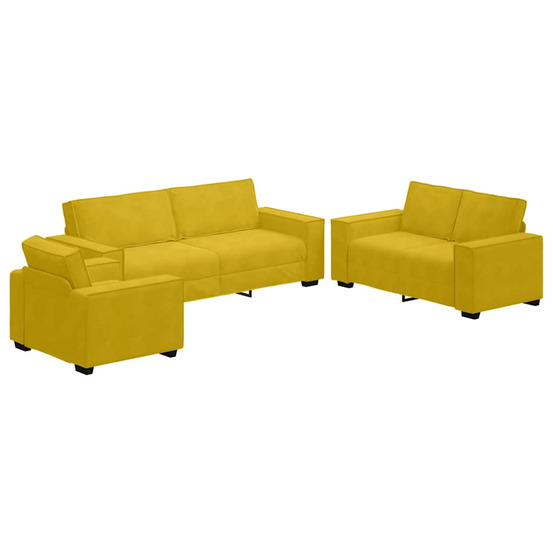 Ensemble de canapés 3 pcs avec coussins jaune velours