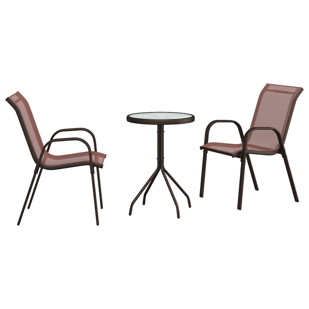Ensemble bistro de jardin 3 pcs marron acier