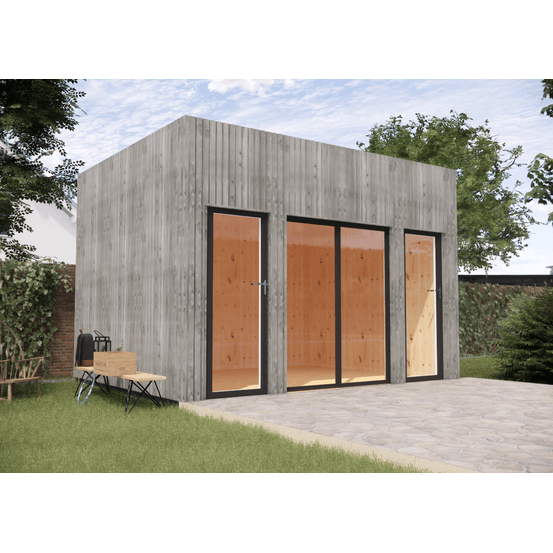 Bureau de jardin 4 saisons en bois 4,4 x 3,5 x 3,2 m / isolation re2020 avec plancher isolé