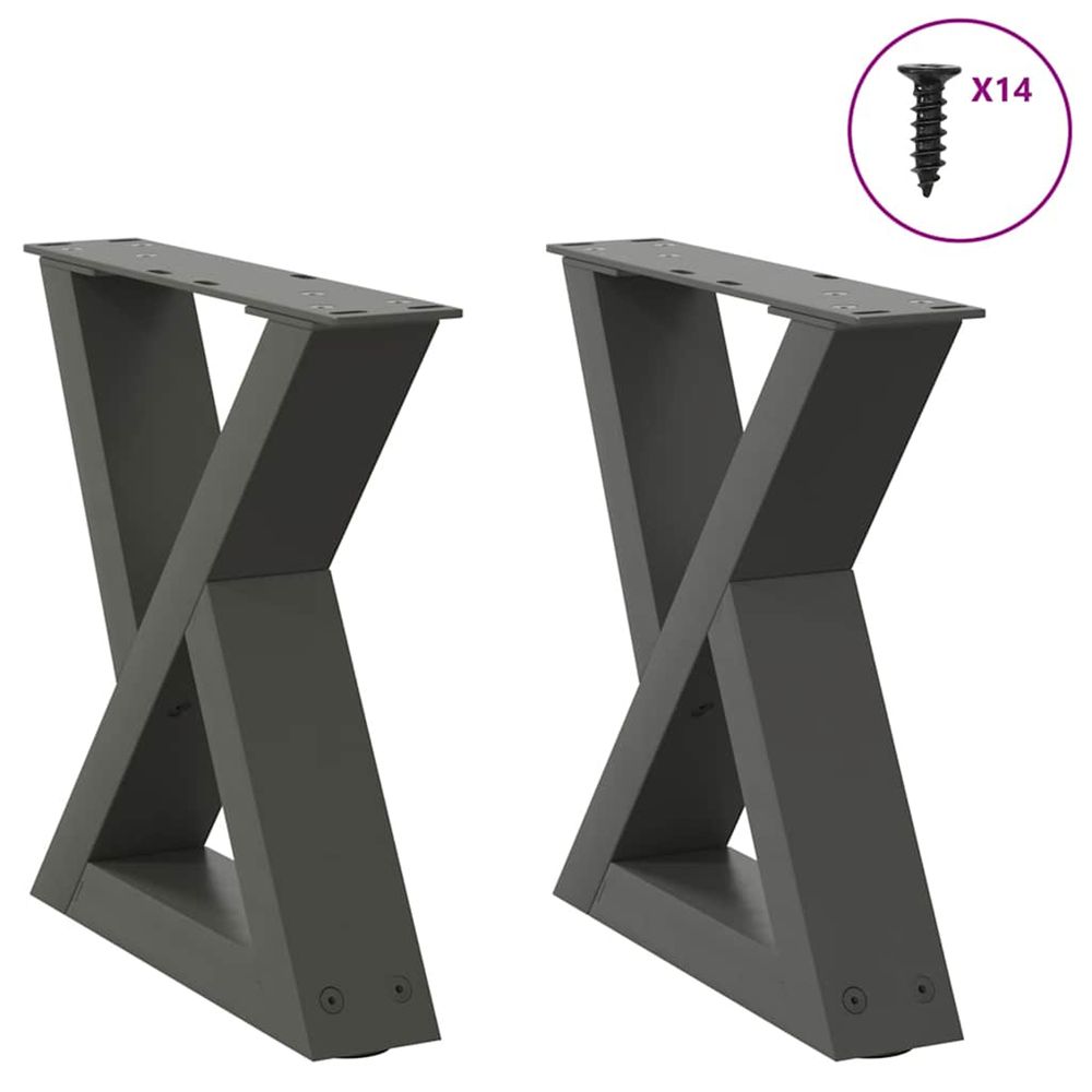 Pieds de table basse 2 pièces anthracite 40 x (30-31,3) cm acier