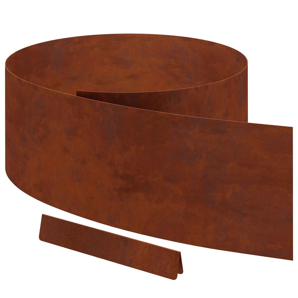 Bordure de pelouse 4 pc 450 x 25 cm acier patiné rouillé