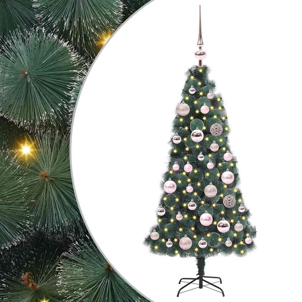 Sapin de noël artificiel pré-éclairé avec ensemble de boules
