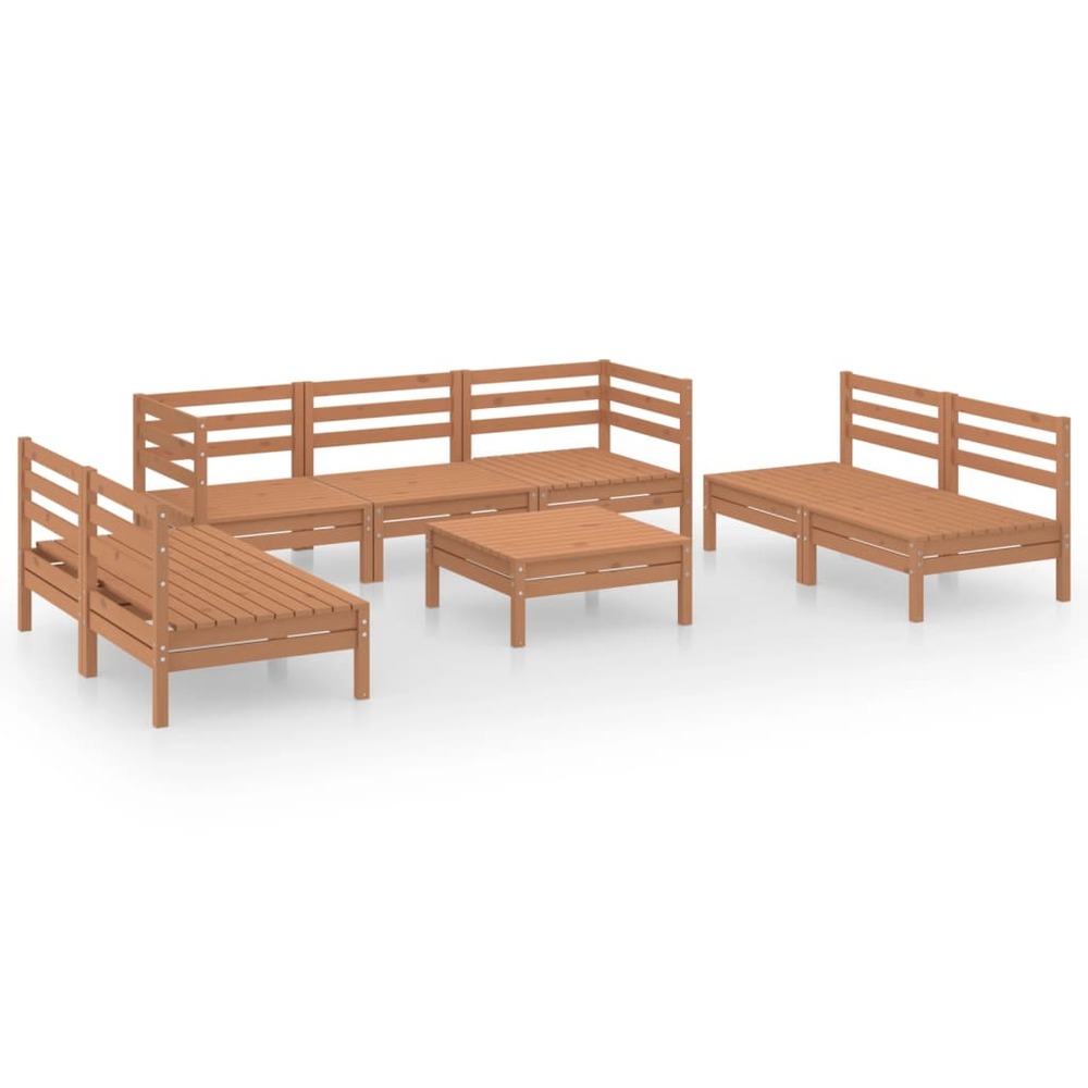 Salon de jardin meuble d'extérieur ensemble de mobilier 8 pièces marron miel bois de pin massif