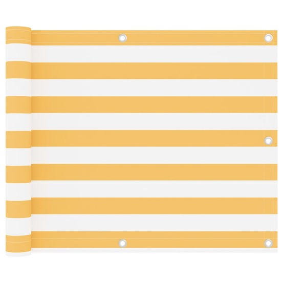 Écran de balcon blanc et jaune 75x600 cm tissu oxford