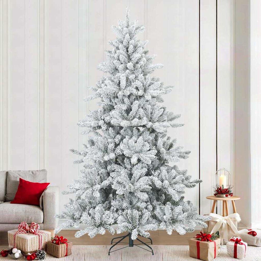 Sapin de noël artificiel blanc effet neige pvc pour fêtes intérieur 240 cm