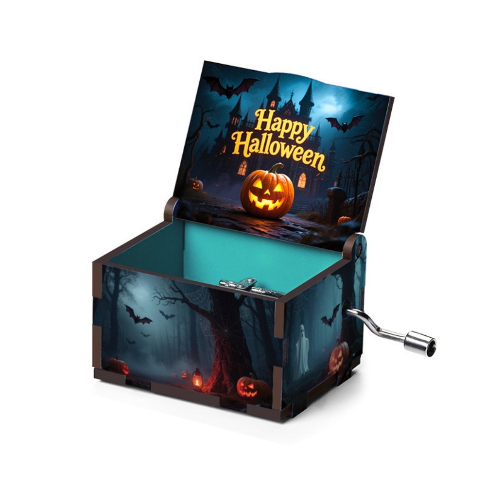 Boîte musicale à manivelle de la collection halloween squelette en costume