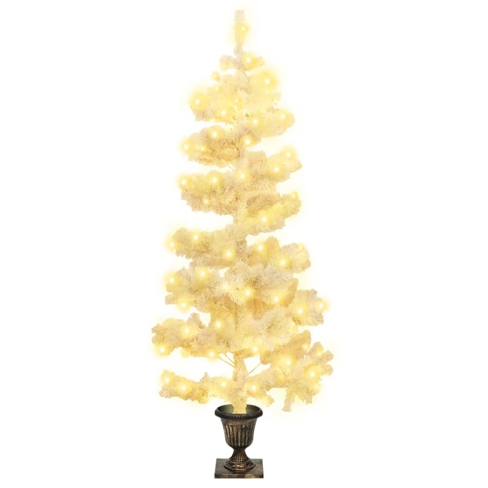 Arbre de noël hélicoïdal pré-éclairé avec pot blanc 120 cm pvc