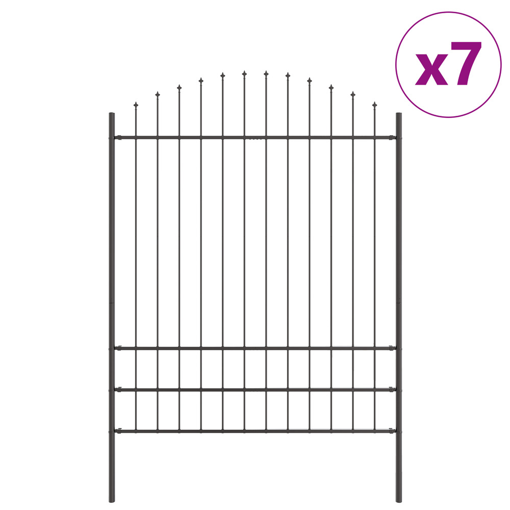 Clôture de jardin avec un arc gris 11,9x2 m en acier