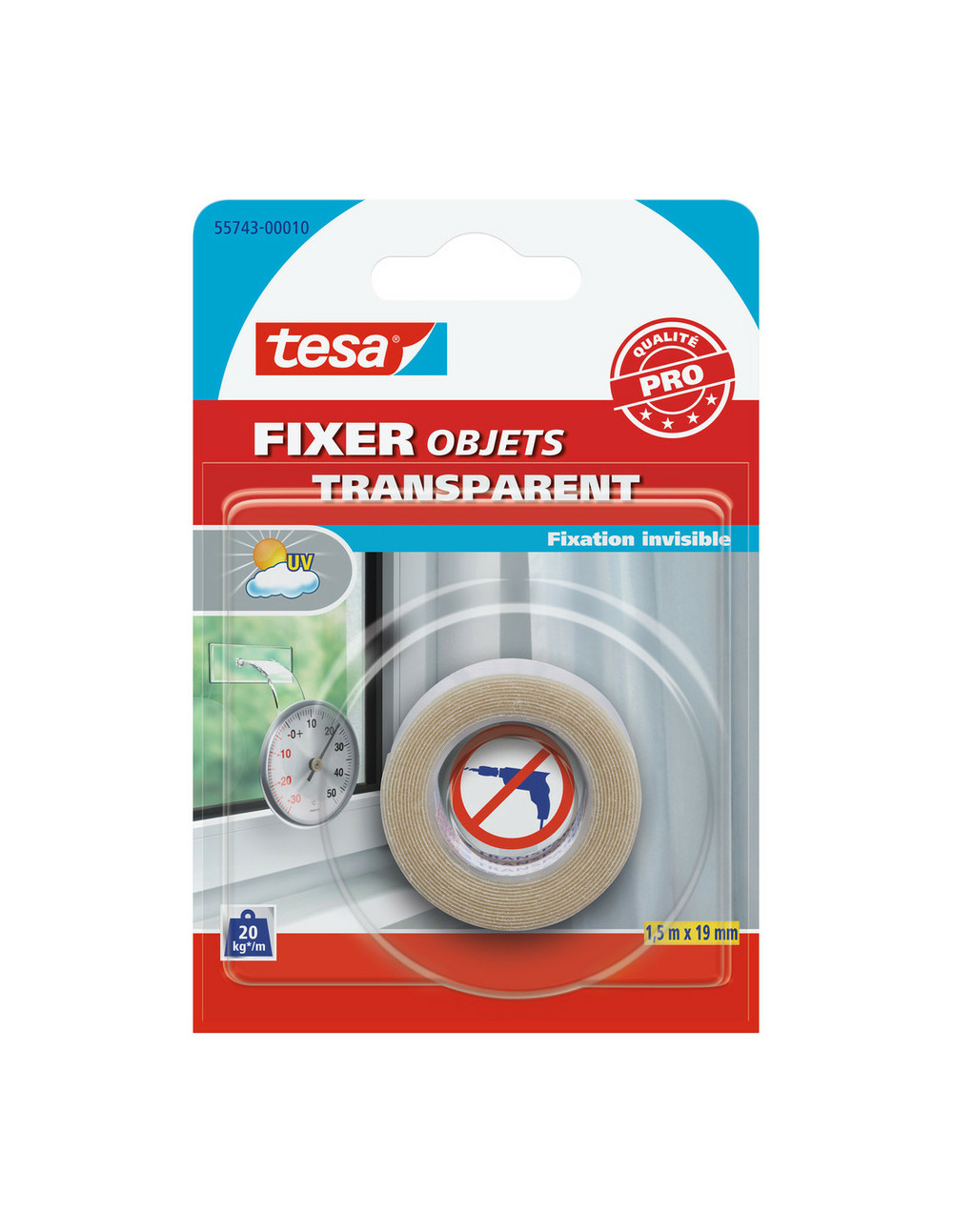 Fixer objets - double face transparent 19mmx1.5ml - tesa