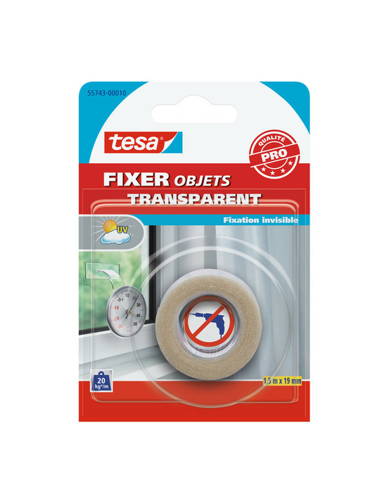 Fixer objets - double face transparent 19mmx1.5ml - tesa