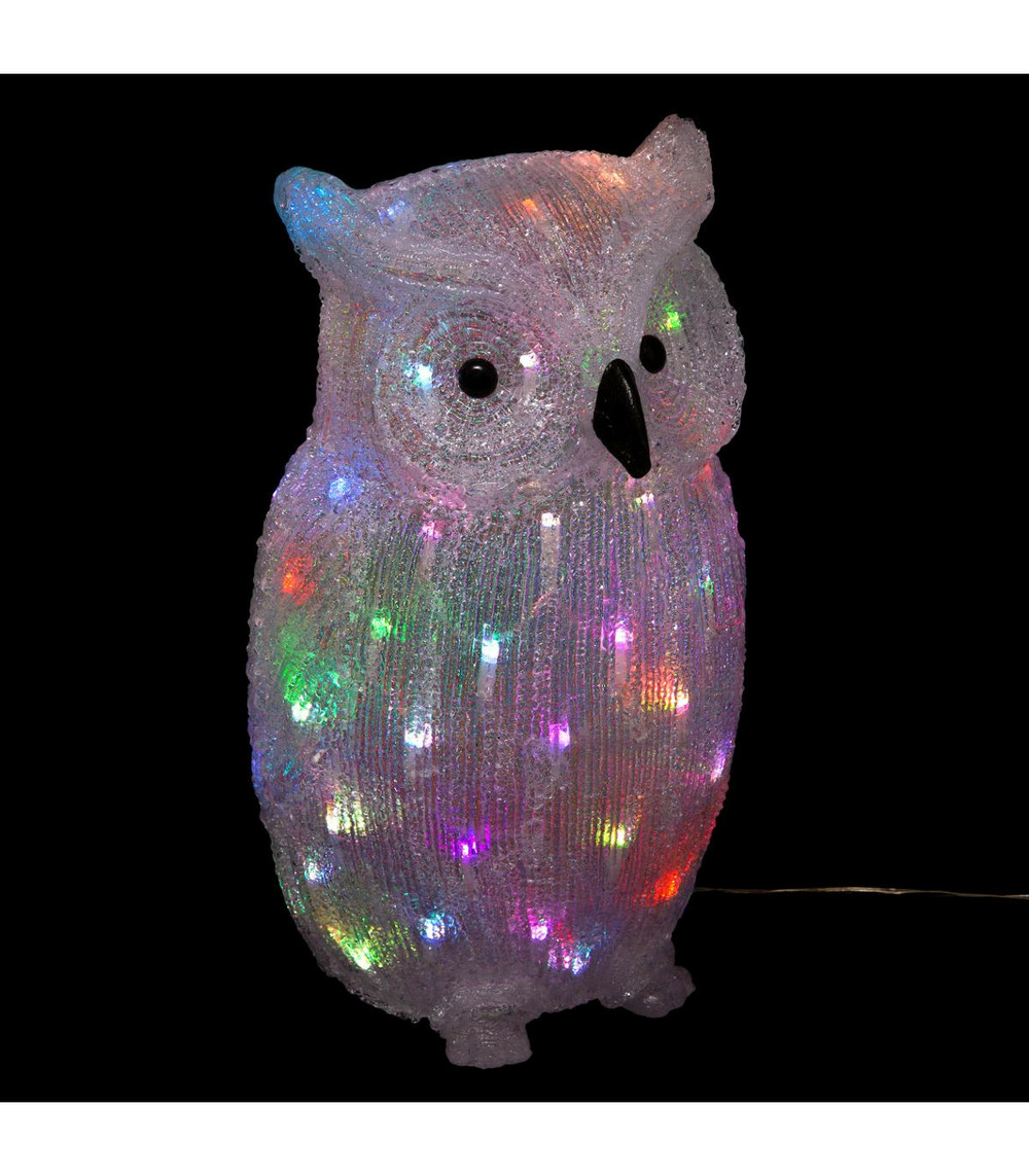 Déco lumineuse hibou 60 led à variation de couleur h 47 cm