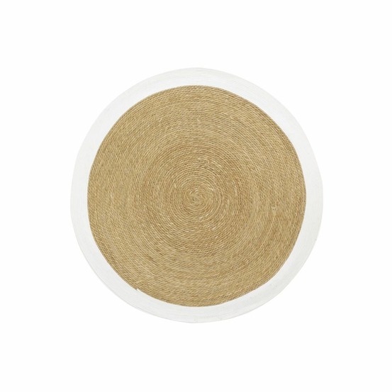 Tapis en jonc 120 cm naturel bordure colorée