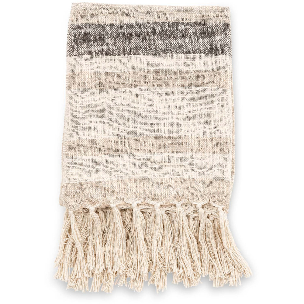 Jeté de canapé en polyester sandy 170 x 130 cm beige et vert foncé