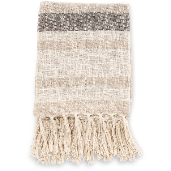 Jeté de canapé en polyester sandy 170 x 130 cm beige et vert foncé