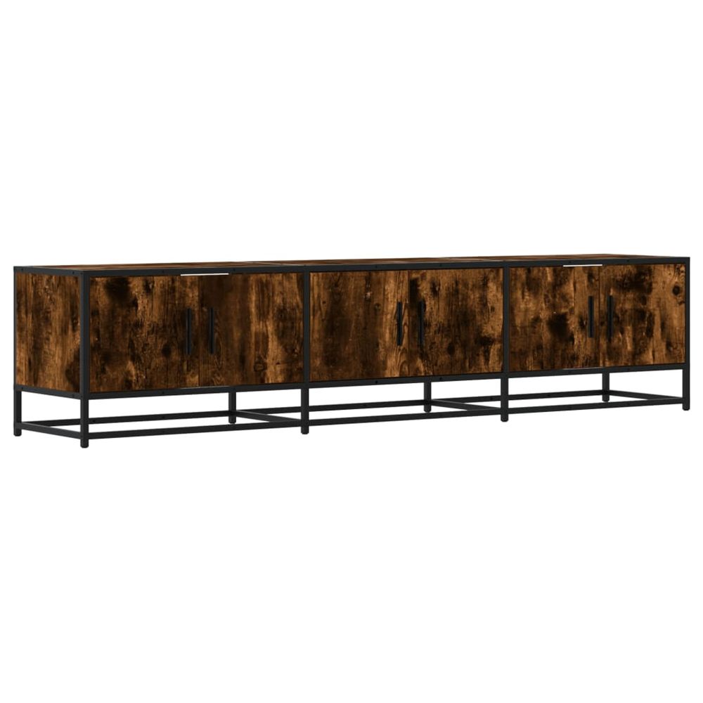 Meuble tv chêne fumé 180x35x41 cm bois d'ingénierie
