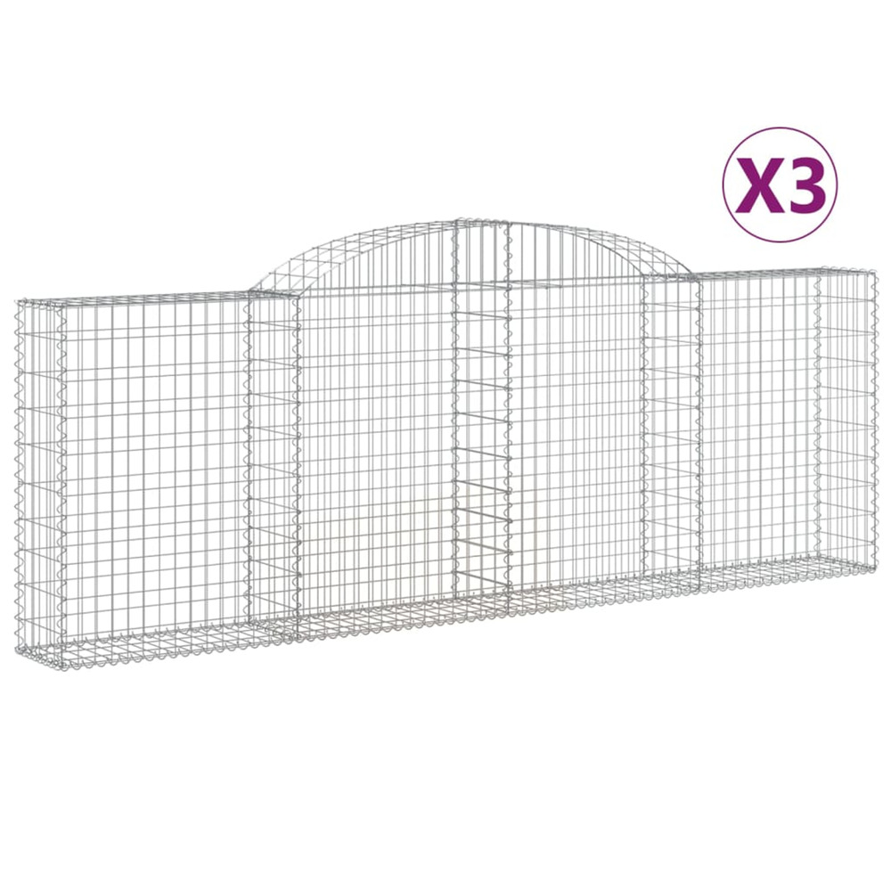 Paniers à gabions arqués 3 pcs 300x30x100/120 cm fer galvanisé