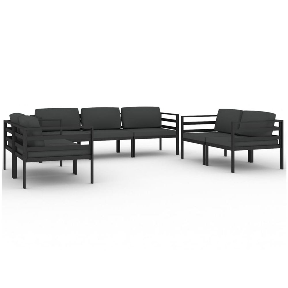 Salon de jardin 7 pcs avec coussins aluminium anthracite