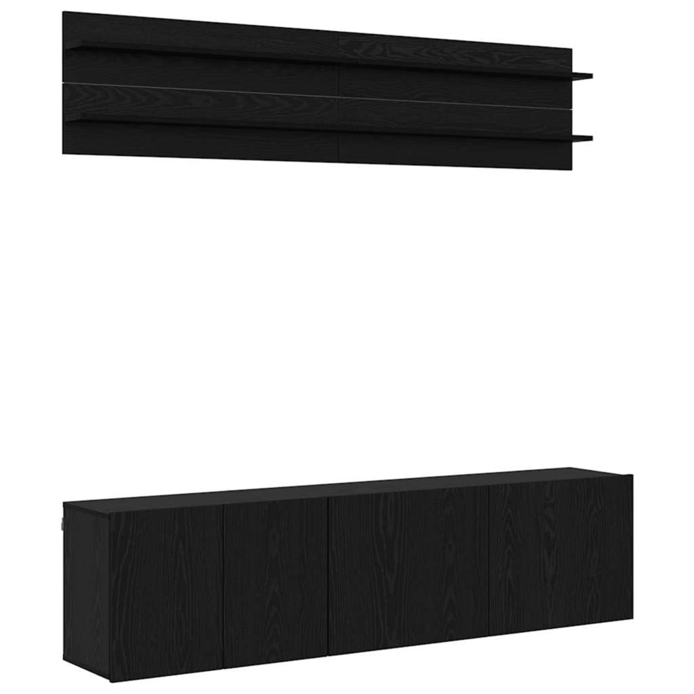 Unites tv montage mural 6 pcs chêne noir bois d'ingénierie