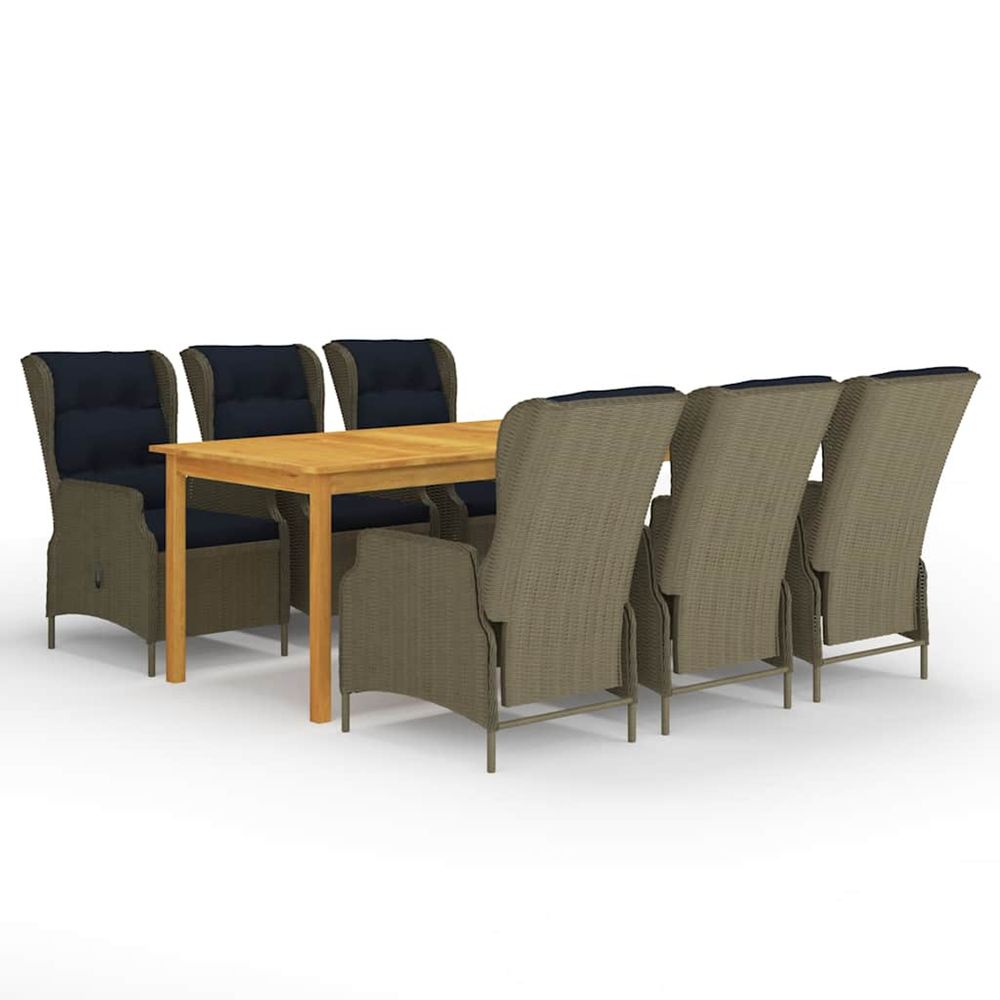 Ensemble à manger de jardin 7 pcs marron