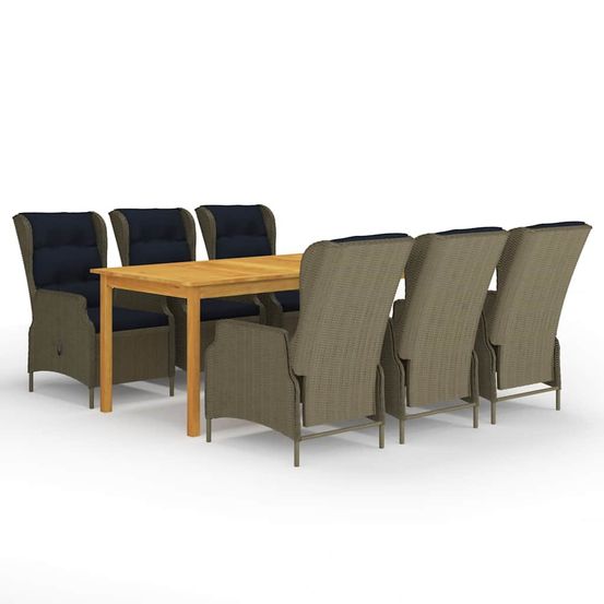 Ensemble à manger de jardin 7 pcs marron