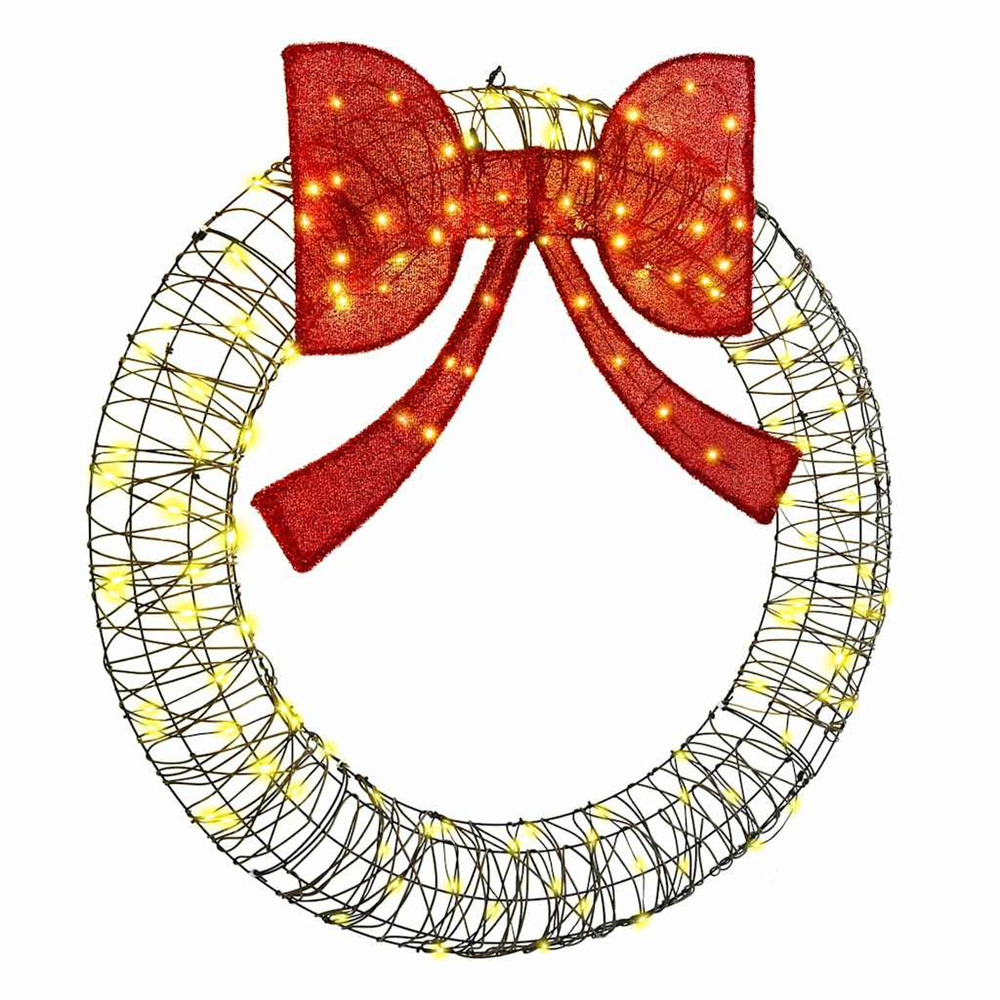 Couronne avec 150 led blanc chaud 120 cm rotin