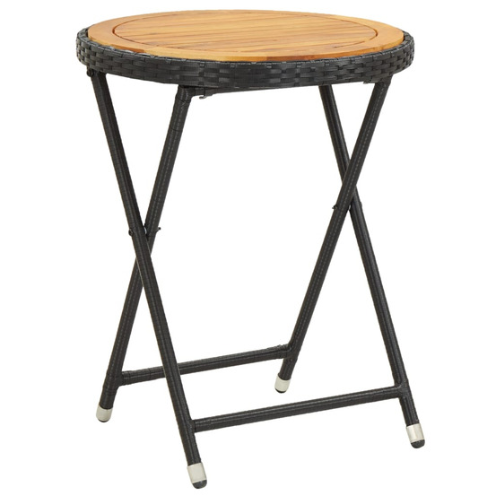 vidaXL Table à thé Noir 60 cm Résine tressée