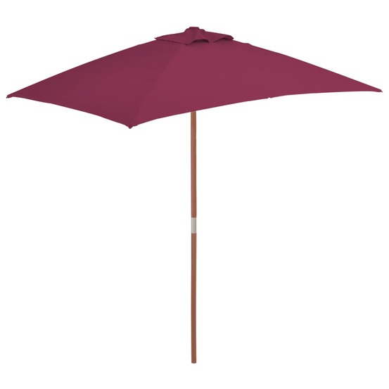 Parasol mobilier de jardin avec mât en bois 150 x 200 cm bordeaux