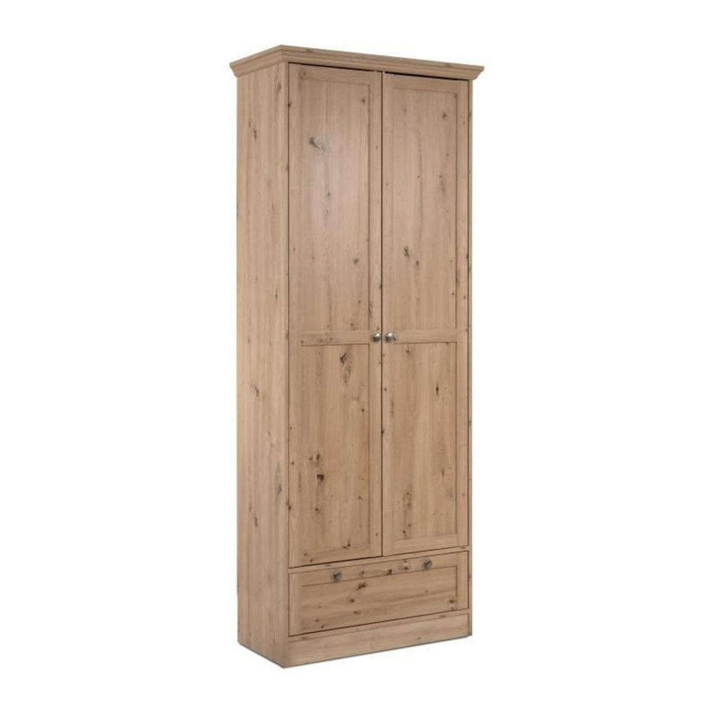 Armoire - timber 40a - décor chene artisan - 2 portes a cadre, 1 tiroir - 80 x 39 x 200 cm