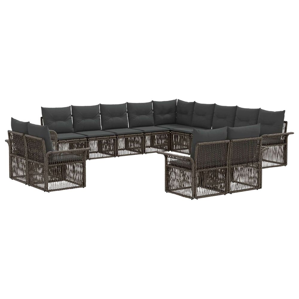 Ensemble de canapé de jardin 13 pc gris et gris foncé polyrotin