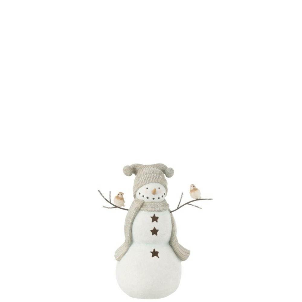 Bonhomme de neige en polyrésine multicouleur 23.5x14x27.5 cm