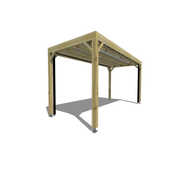 Carport bois autoportant 11 m² • 5 x 2 m • hauteur de passage 2,37 m • sens largeur • livraison comprise