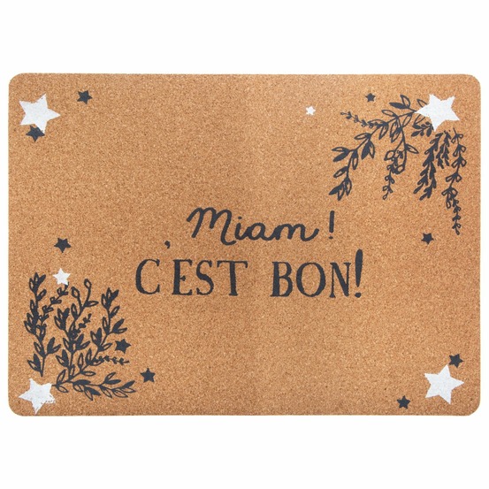 Lot 6x set de table de noël en liège - l. 45 x l. 30 cm - marron