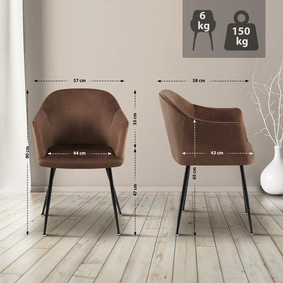 Chaise de salle à manger en velours jaysie