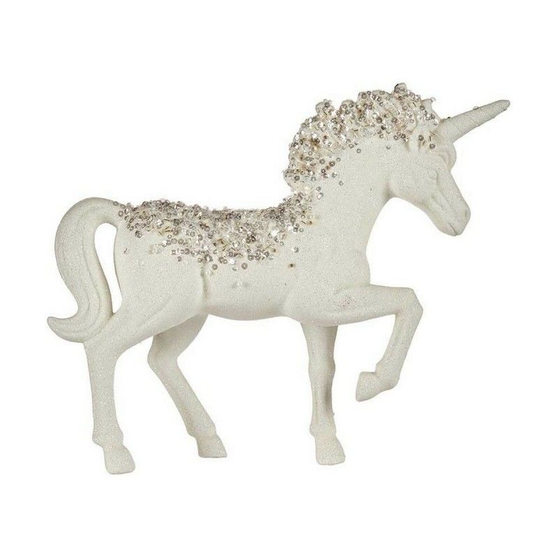 Figurine décorative licorne 9,5 x 31 x 40 cm blanc plastique