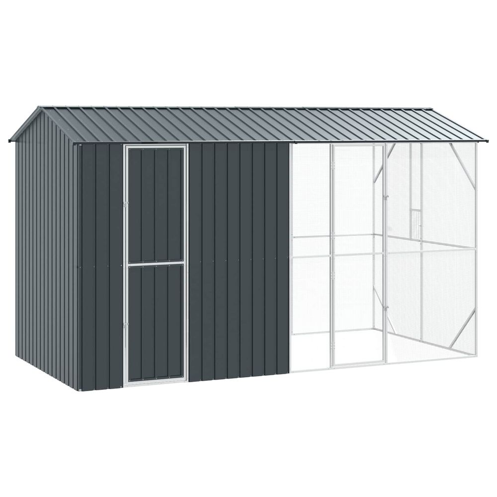 Cage pour oiseaux anthracite 430 x 208 x 247 cm acier galvanisé