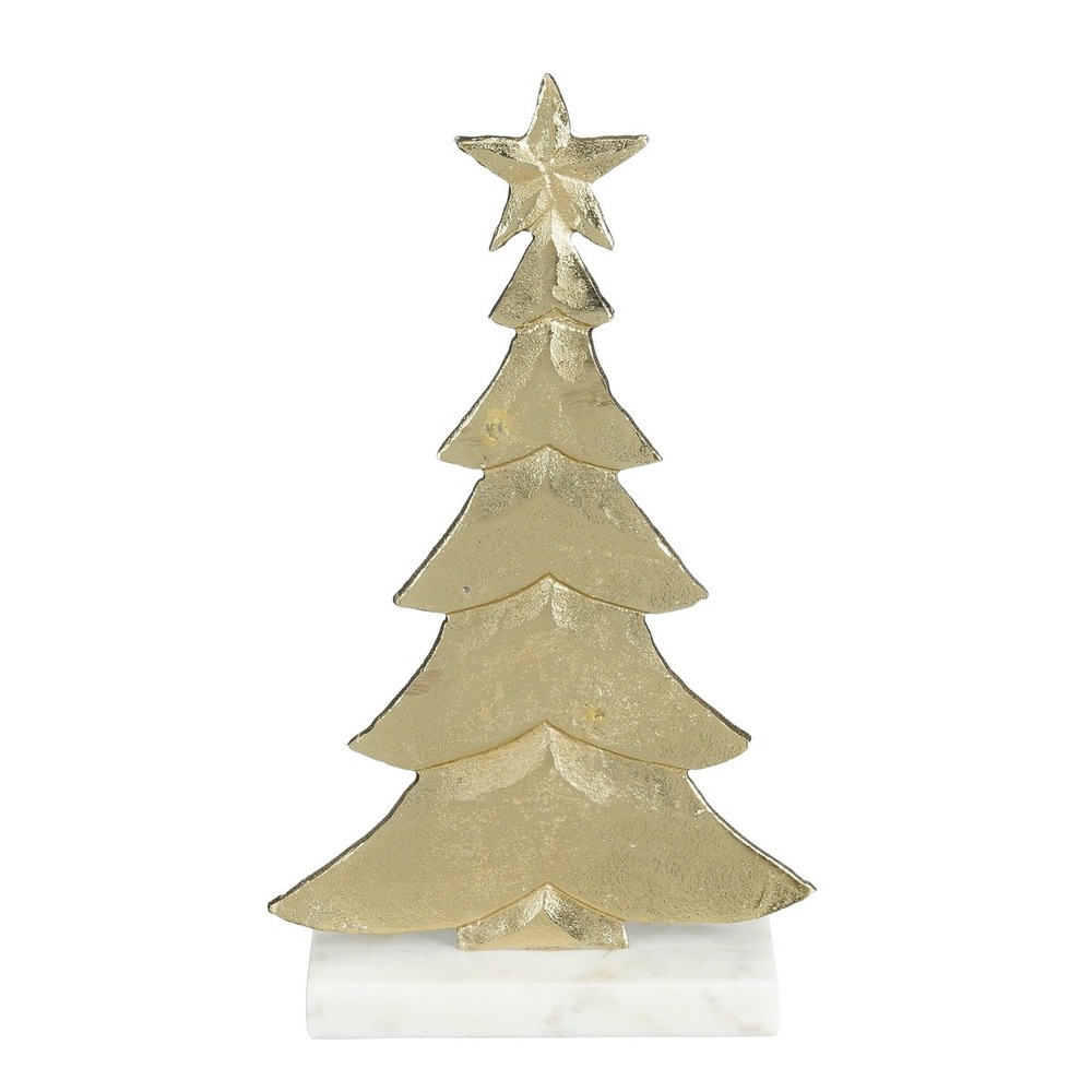 Mica decorations décoration de sapin de noël - l18 x l7 x h32 cm - aluminium, marbre - champagne