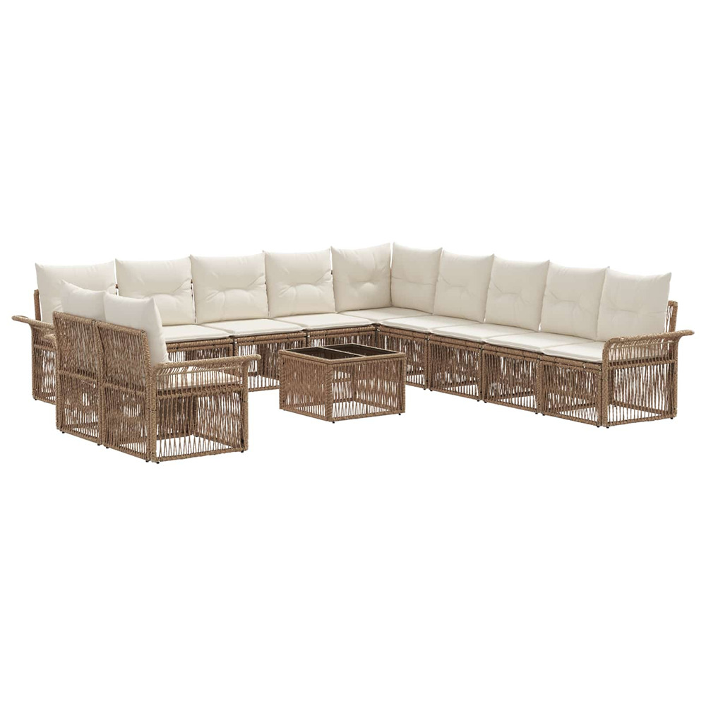 Ensemble de canapé de jardin 12 pcs beige polyrotin