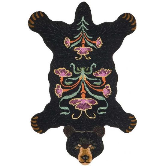 Grand tapis en laine ours noir