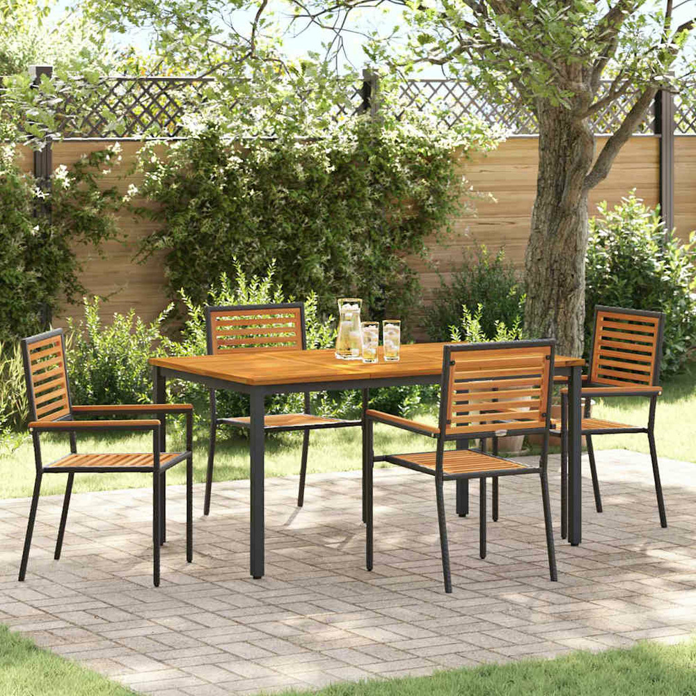 Ensemble de salle à manger pour jardin 5 pcs noir et marron